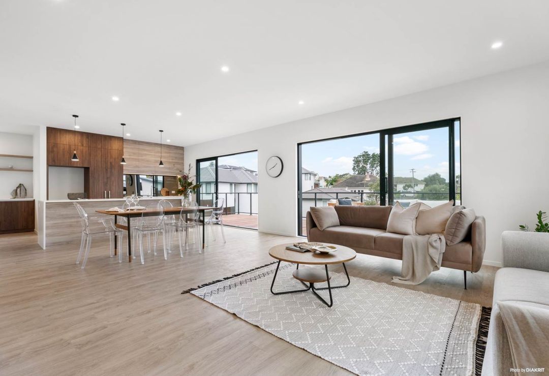 Bedroom with large windows and scenic view